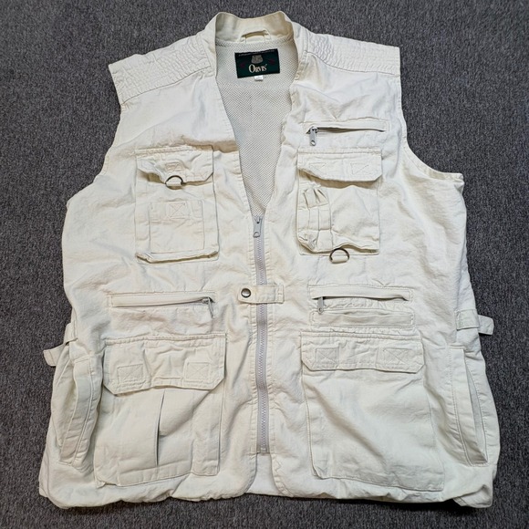 Vintage Orvis Mens XL Fishing Vest Safari Utility Cargo Pocket Zip Gorpcore